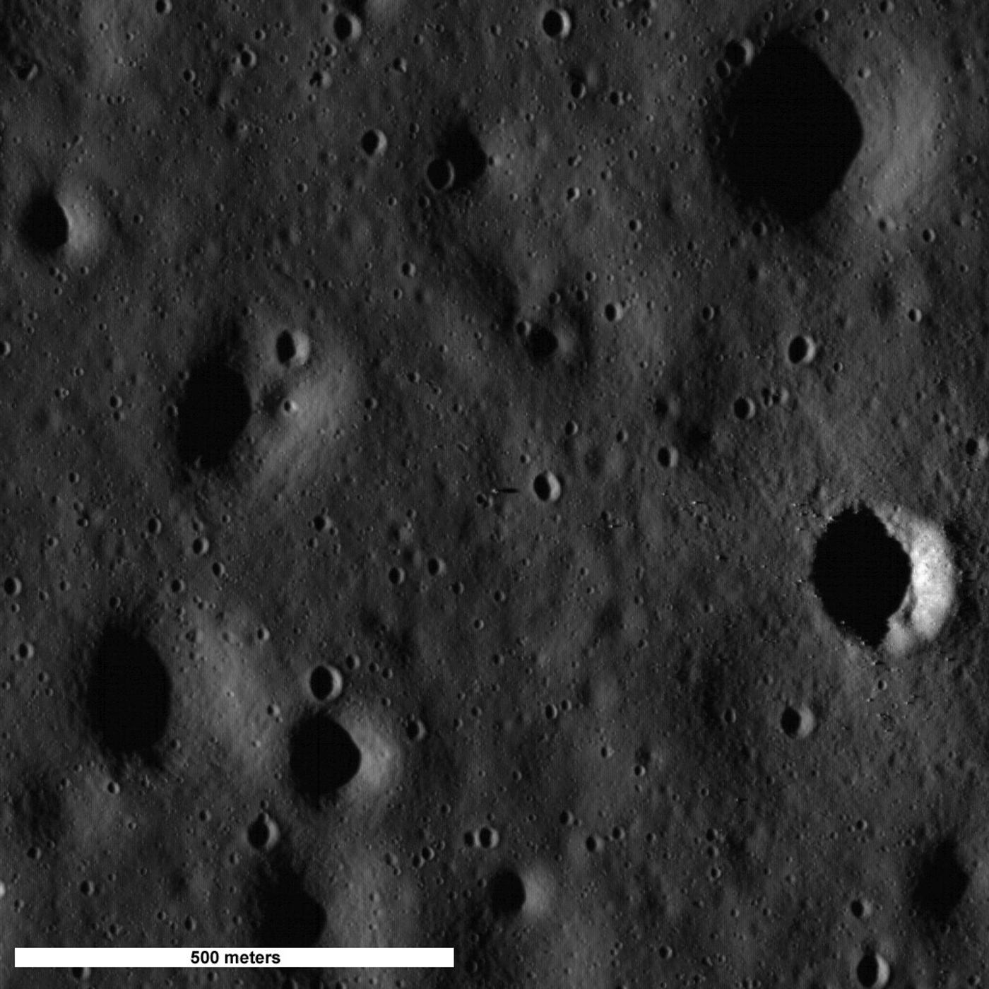 The Apollo 11 landing site seen by the Lunar Reconnaissance Orbiter, July 2009 (NASA/GSFC/Arizona State University)