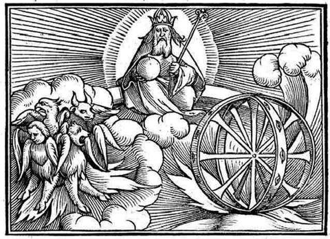 Ezekiel’s vision, woodcut by Hans Holbein the Younger, Lyon, 1538