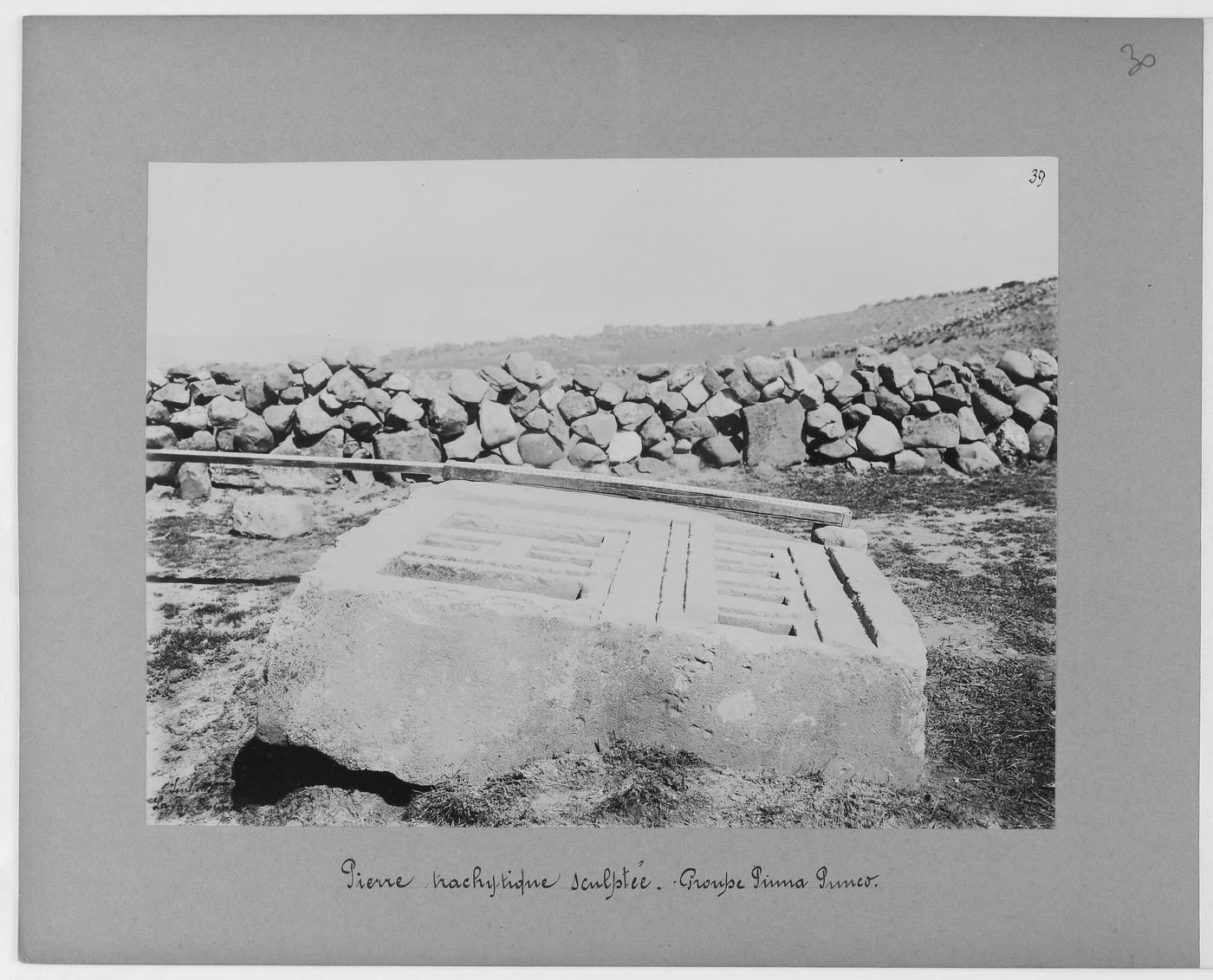 Cut trachyte stone, Puma Punku group, 1903 (Créqui-Montfort mission, Bibliothèque nationale de France)
