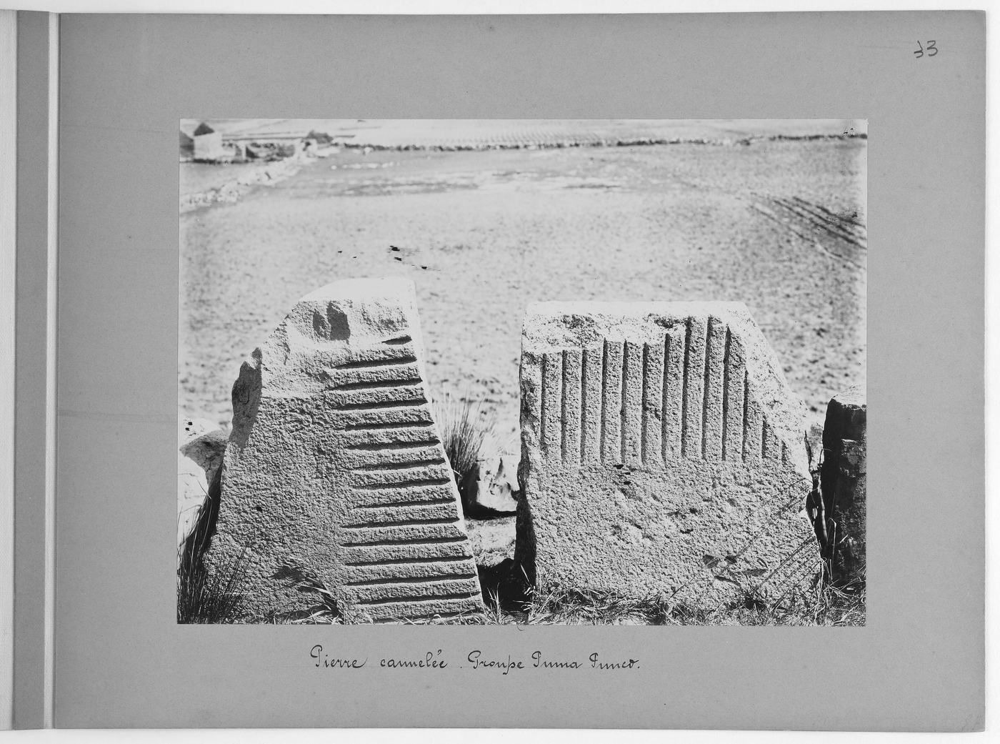 Fluted stone, Puma Punku group, 1903 (Créqui-Montfort mission, BnF)